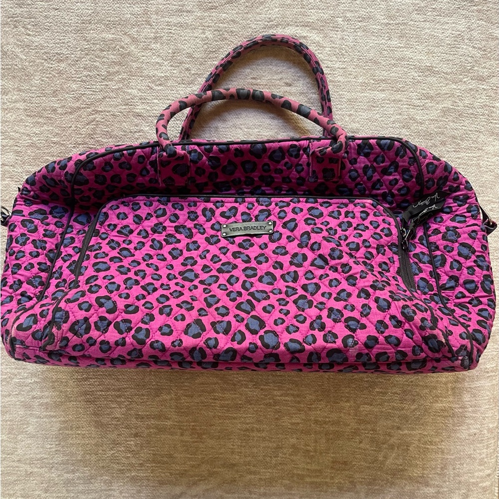 Vera Bradley Pink and Black Leopard Print Travel Bag